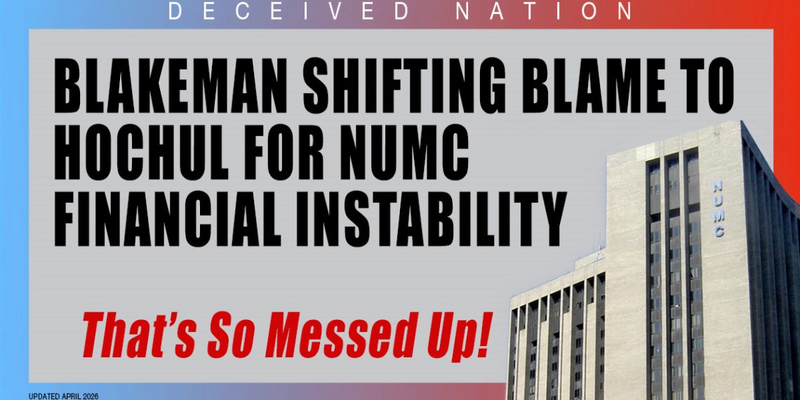 Blakeman is desperately trying to dodge blame for problems at Nassau's only public hospital.